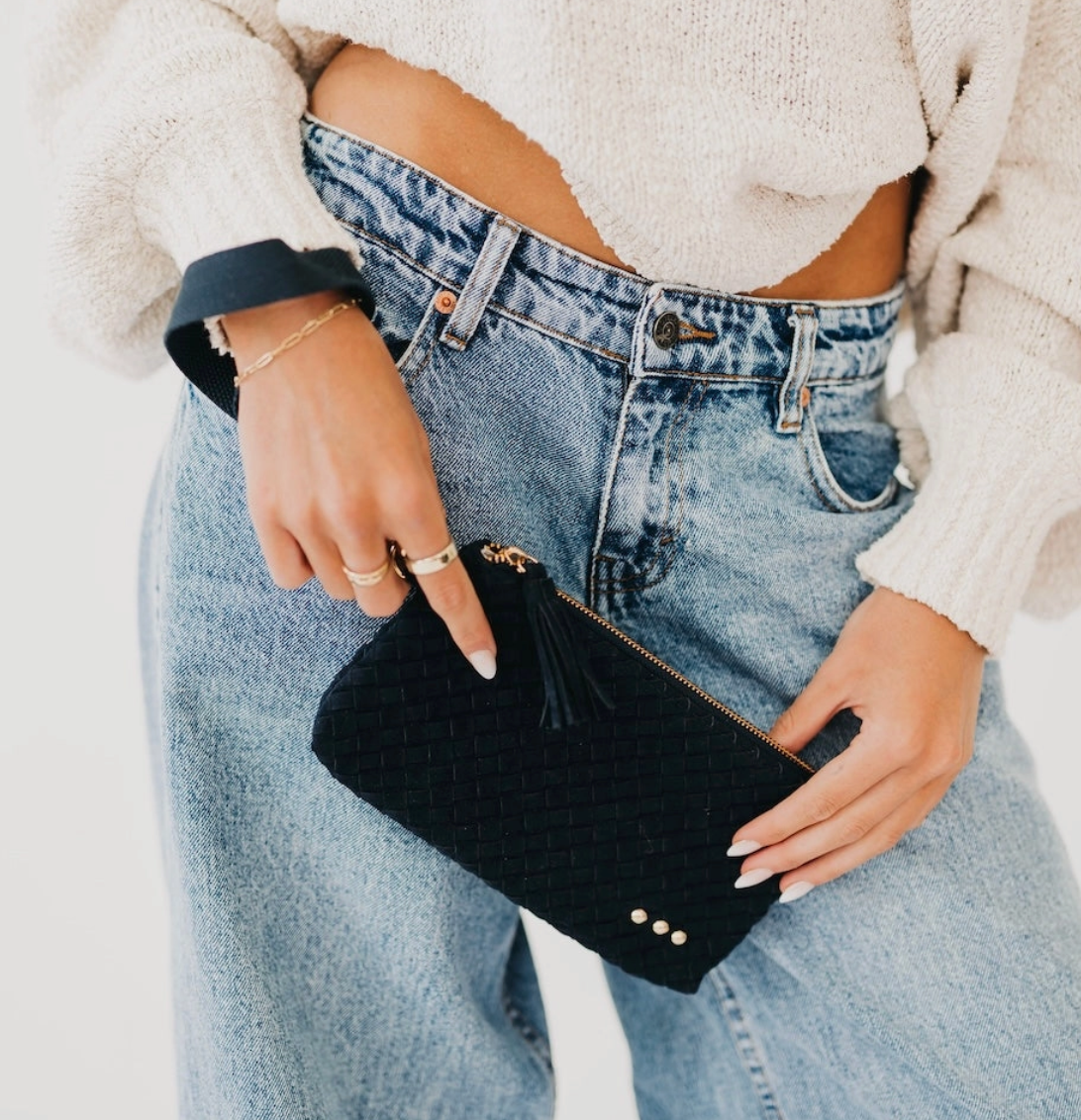 Emma Woven Clutch in Faux Suede (3 colors)