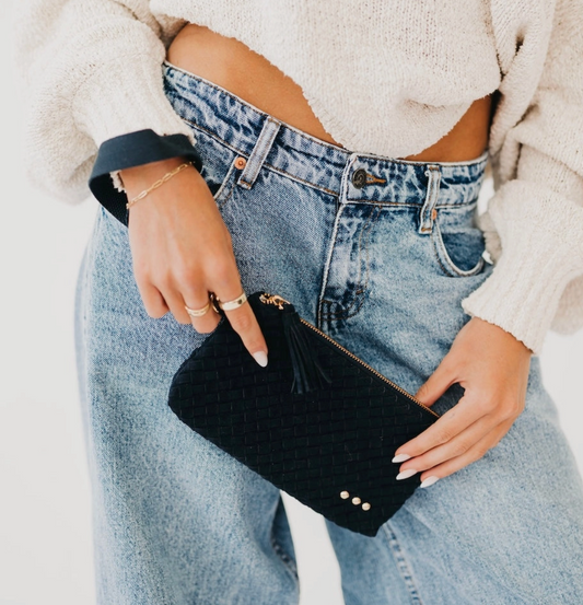 Emma Woven Clutch in Faux Suede (3 colors)