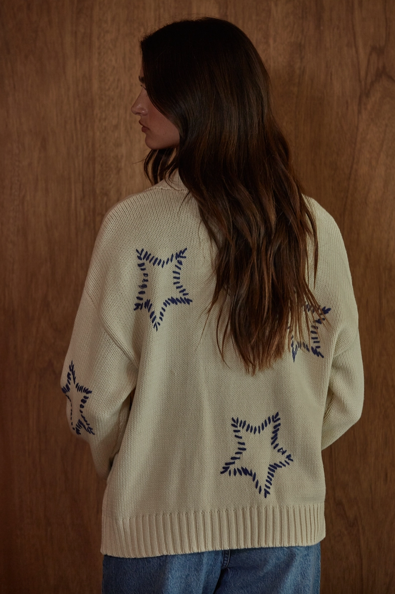 Cardigan Sweater with Star Detail