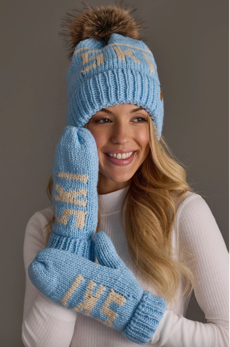 Sky Blue Ski Pom Hat