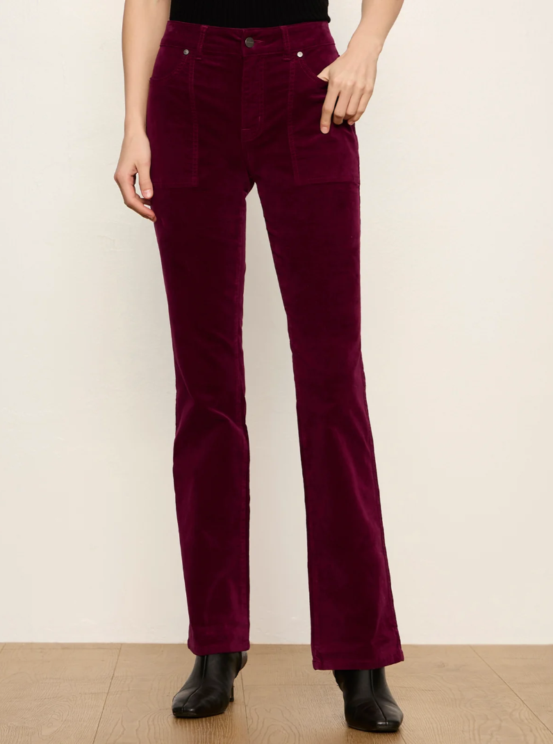 Play Date Velveteen Bootcut Pant in Bordeaux