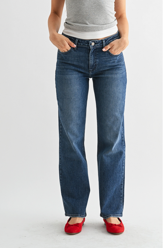 Stretchy Straight Leg Jean in Dark Denim