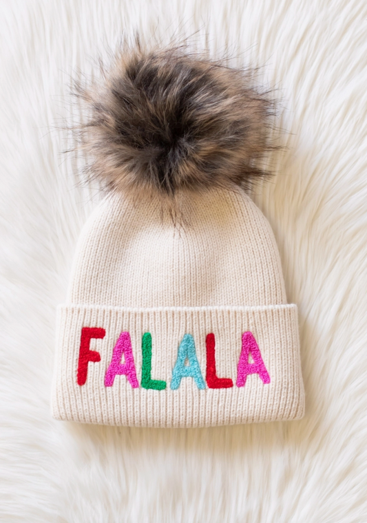 Beige Fa la la la Hat