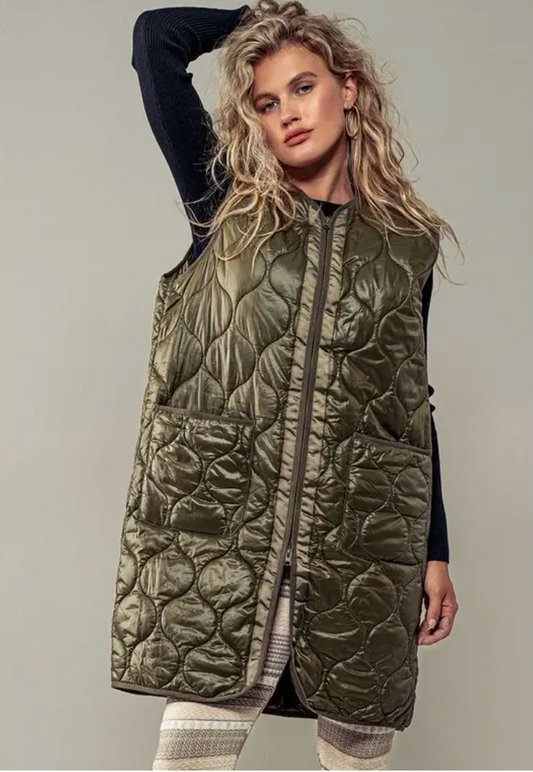 Quilted Circular Long Padded Vest (OSFA)
