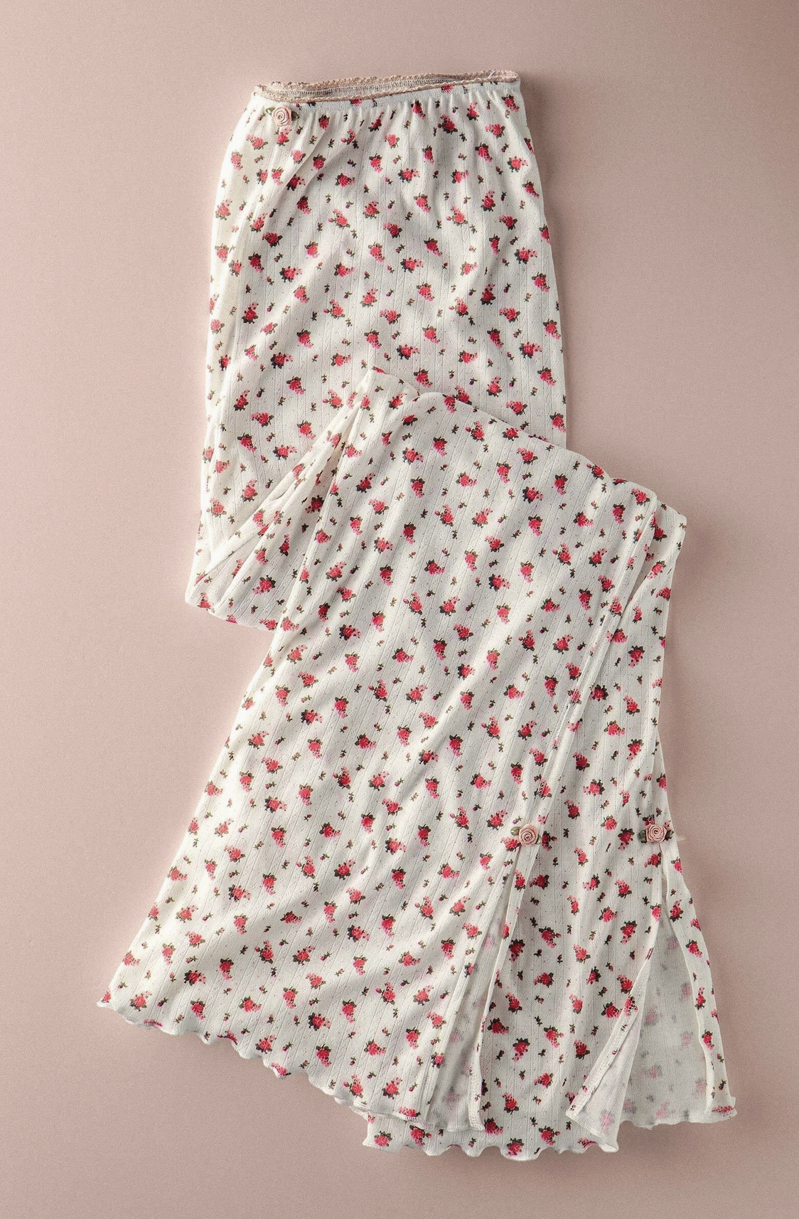 Rose Print Wide Leg Lounge Pants