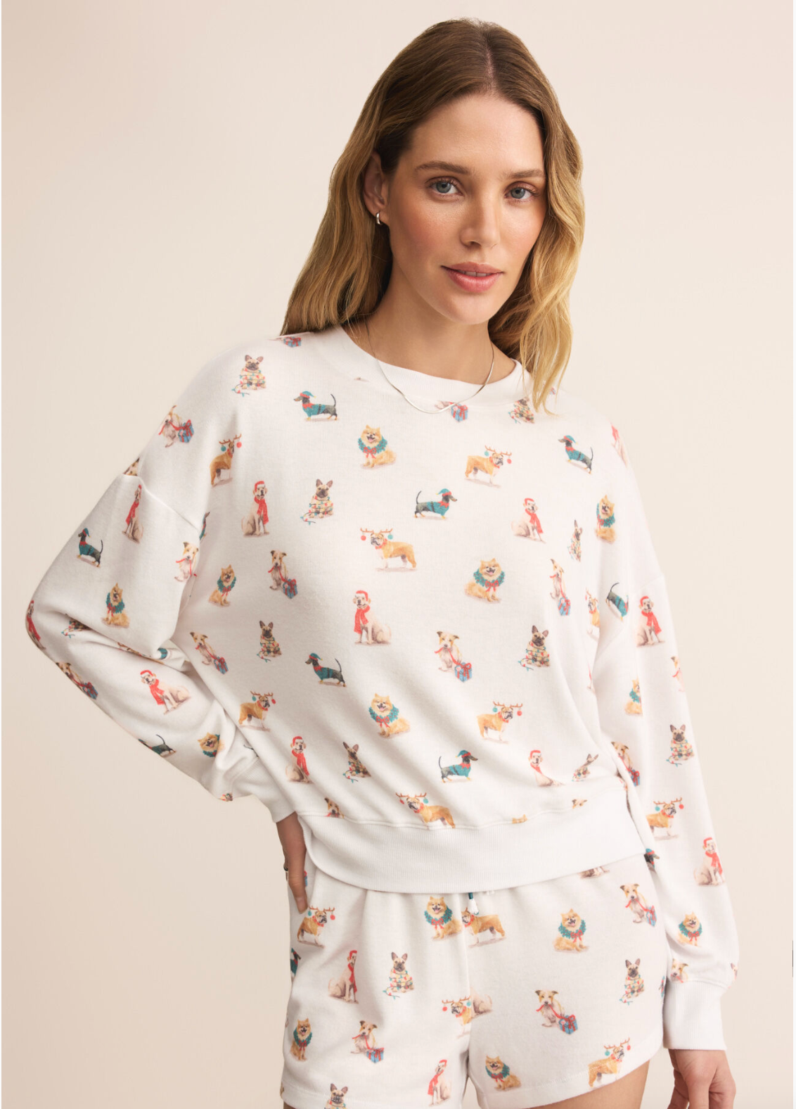 Cozy Up Pup LS Top in White