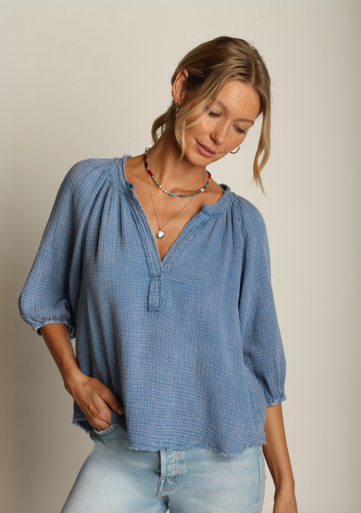 Sunwashed Jolie Top in Vintage Blue