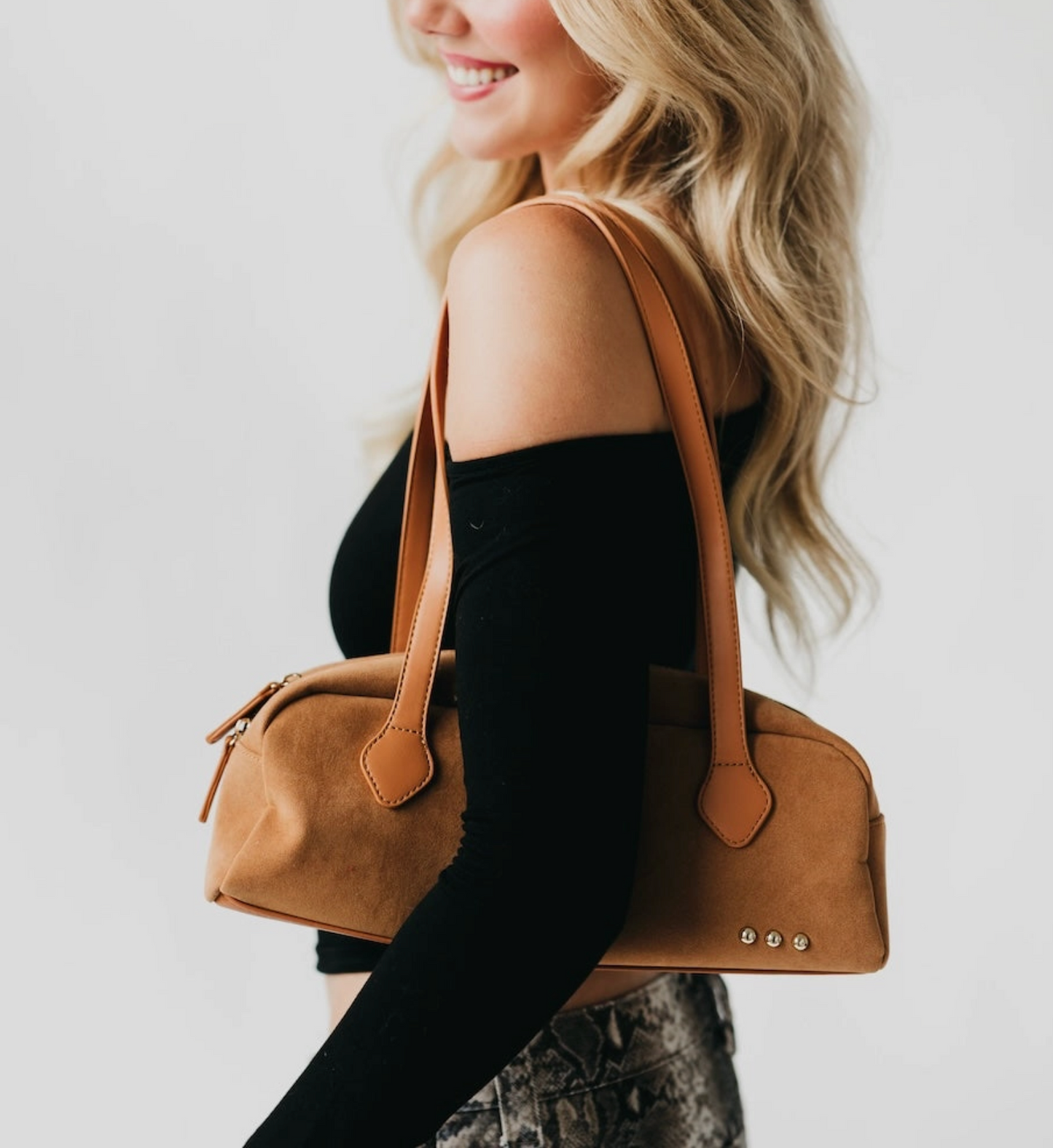 Sally Suede Barrel Shoulder Bag in 2 Colors