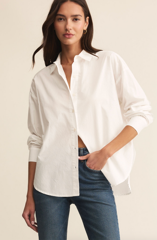 Elevated Poplin Button Down in White