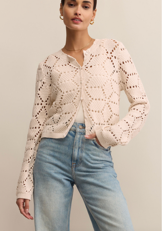Rosalyn Cardigan Sweater in Crystal