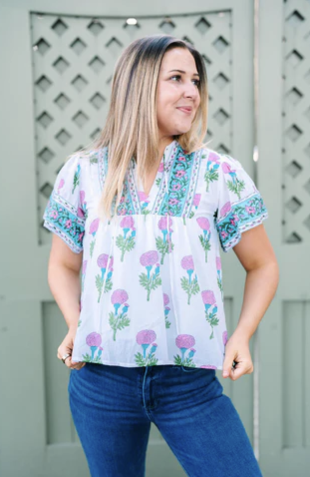 Catalina Blouse in Passion Flower