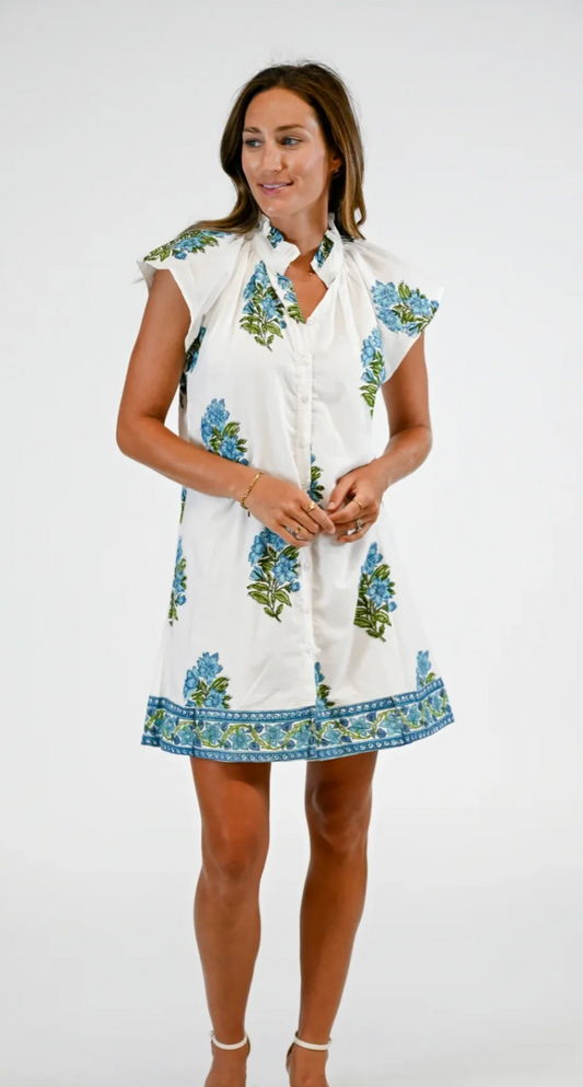 Lucia Mini Dress in Blue Hydrangea