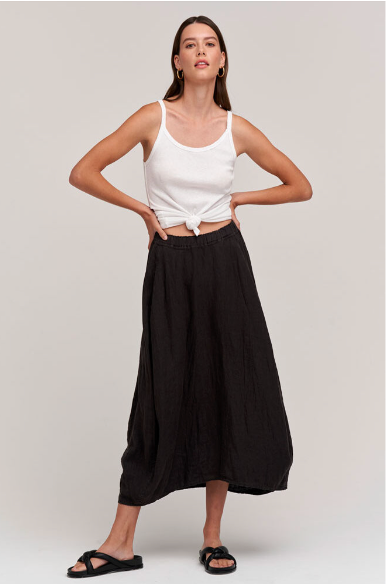 Fae Linen Skirt in coal dust