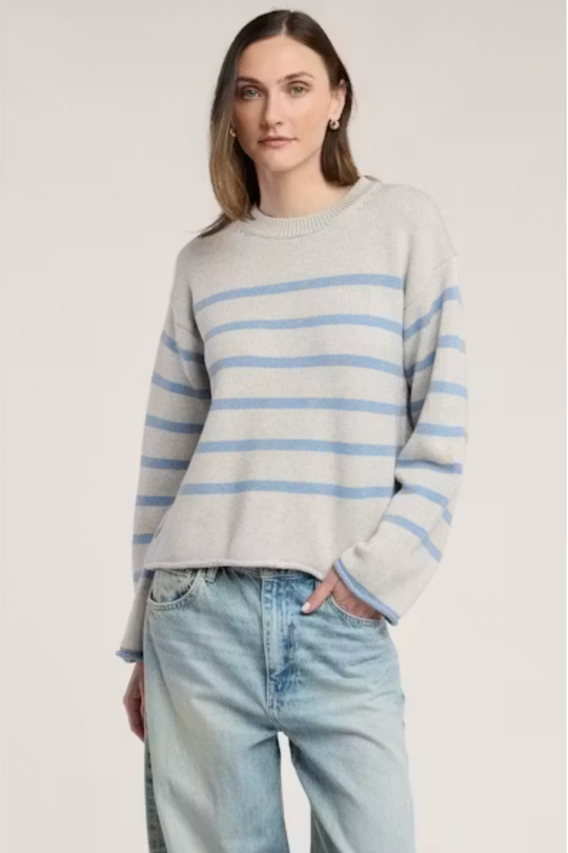 Lucia Crew Neck Sweater in LIght Heather Grey