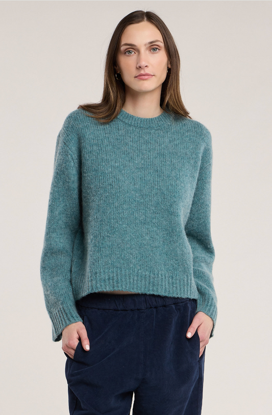 Velvet by Graham & Spencer June Crew Neck Sweater in Teal
