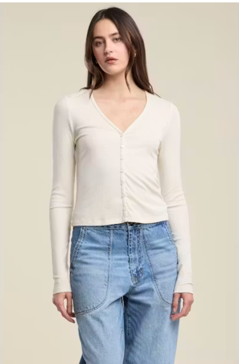 Velvet by Graham & Spencer Danessa Cardigan in Pearl