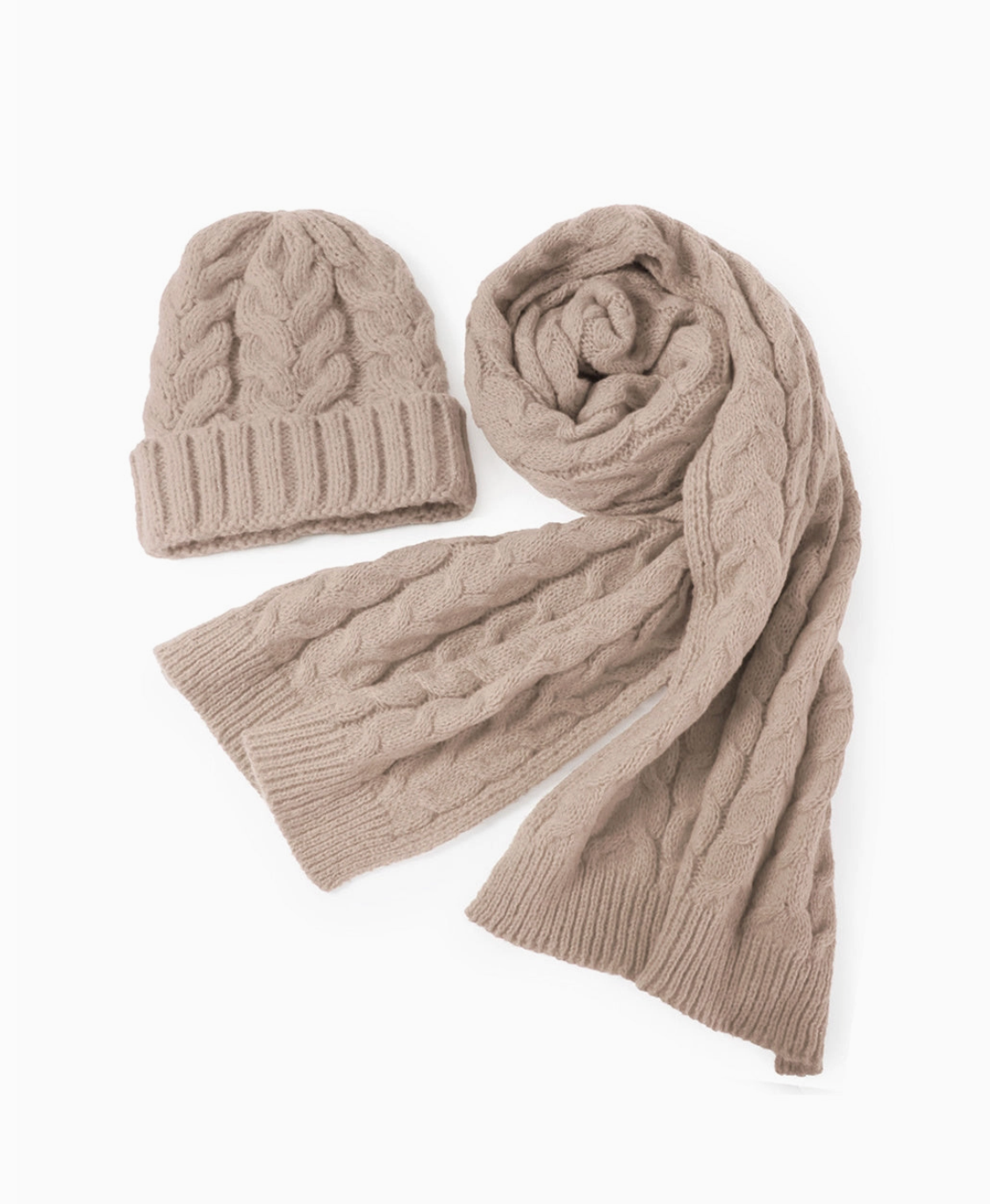 Cable Knit Scarf and Hat Set (3 colors)