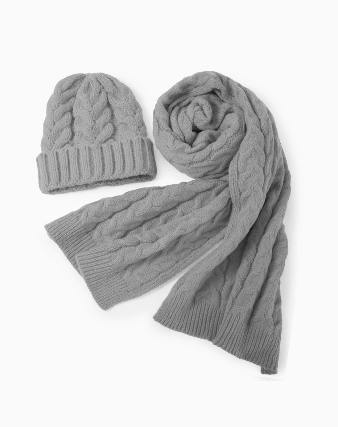 Cable Knit Scarf and Hat Set (3 colors)
