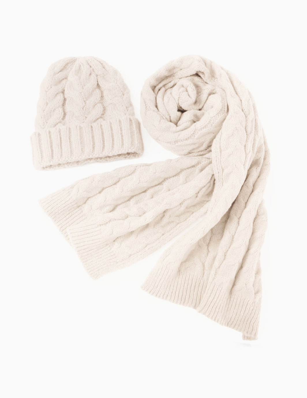 Cable Knit Scarf and Hat Set (3 colors)