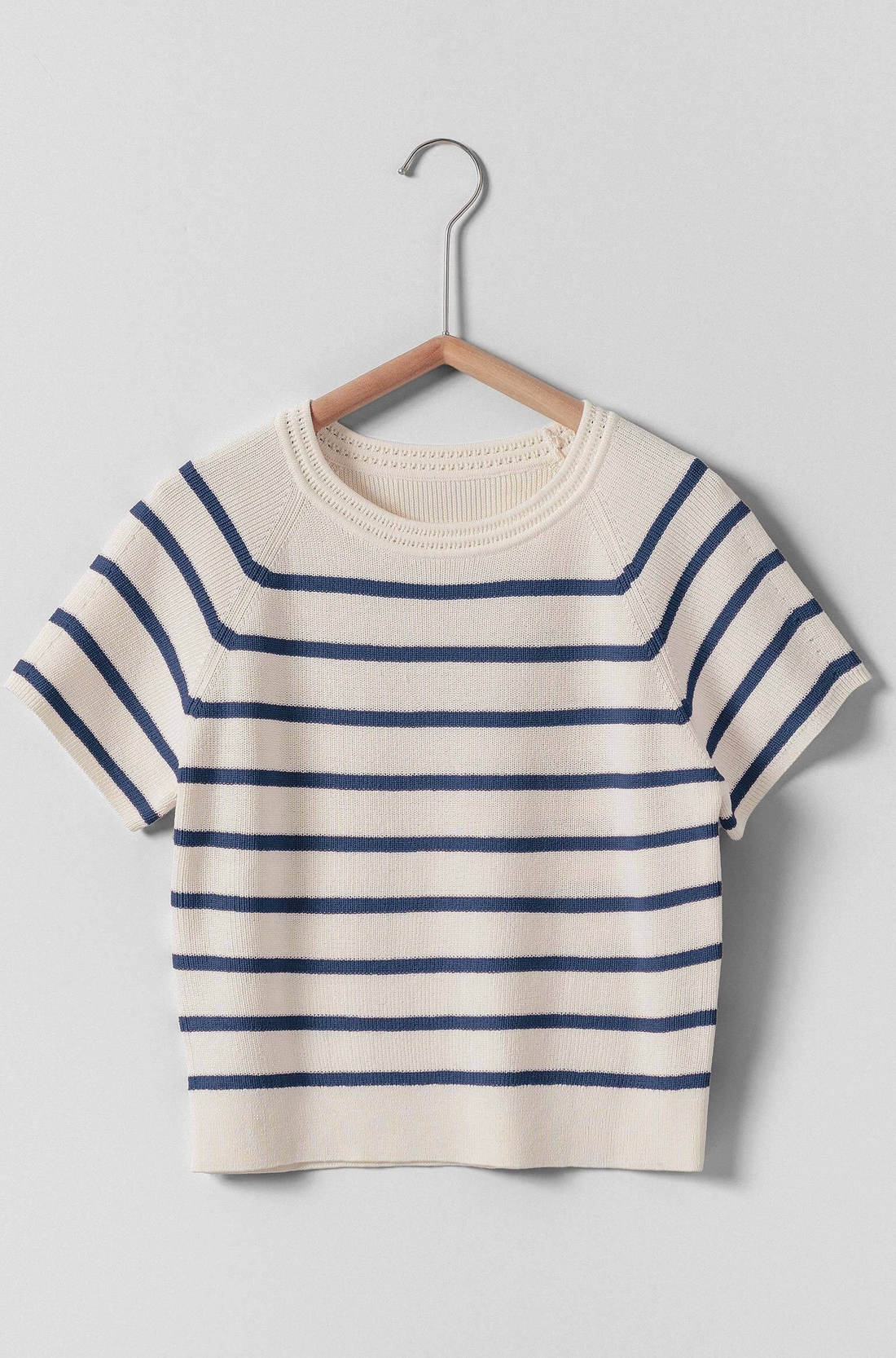 Classic Stripe Short Sleeve Sweater in 2 Colors