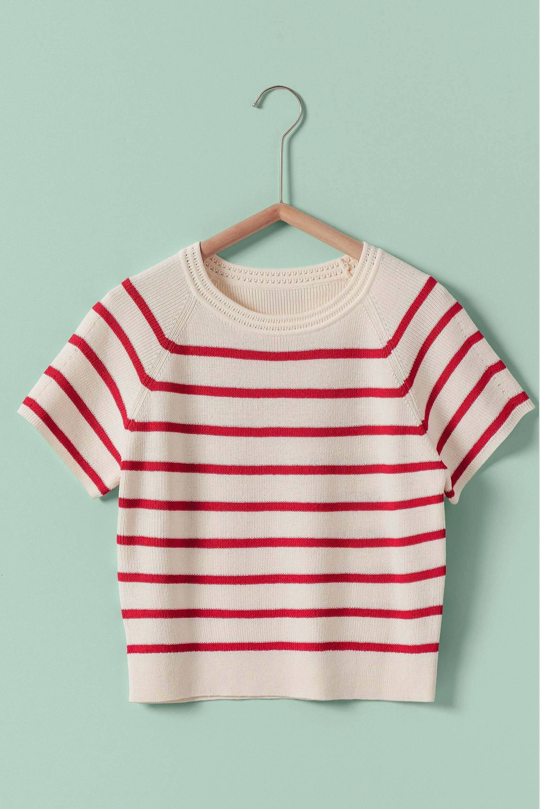 Classic Stripe Short Sleeve Sweater in 2 Colors