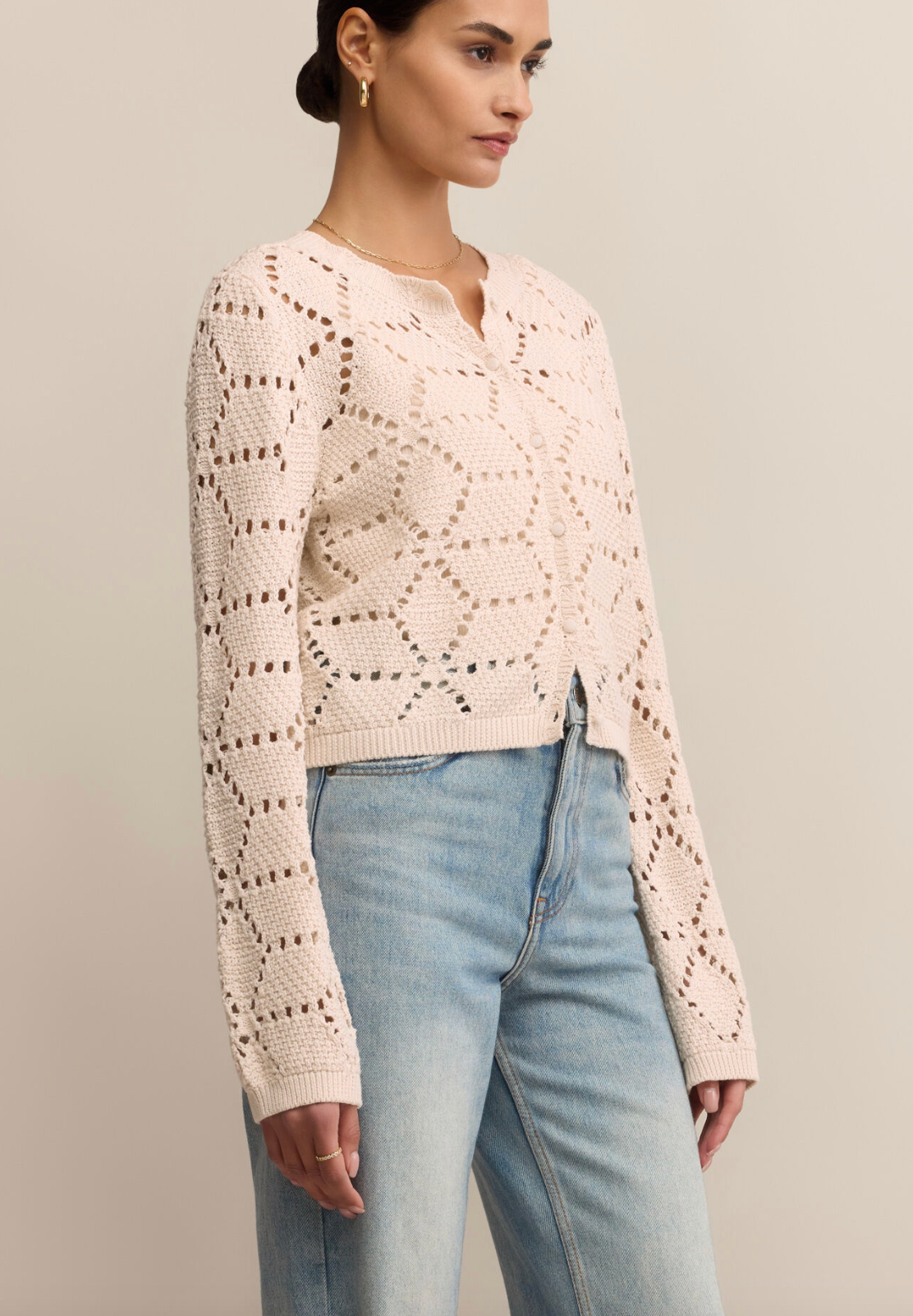 Rosalyn Cardigan Sweater in Crystal