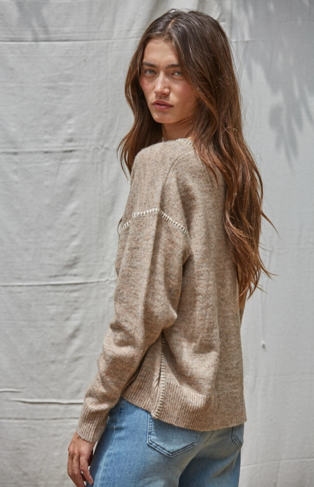 Knit Crewneck Sweater with contrast Stitch
