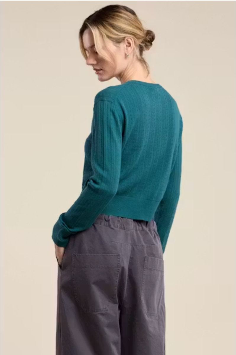 Velvet by Graham & Spencer Lavina Cardigan Sweater in Teal
