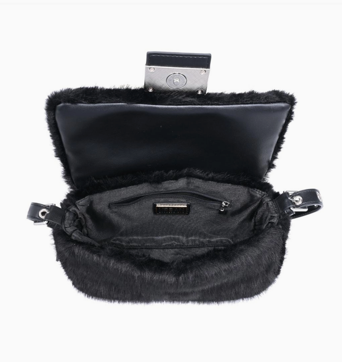 Beverly Faux Fur Crossbody Bag in Black