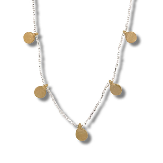 251NLSG - Gold Dot Necklace on Silver Beads