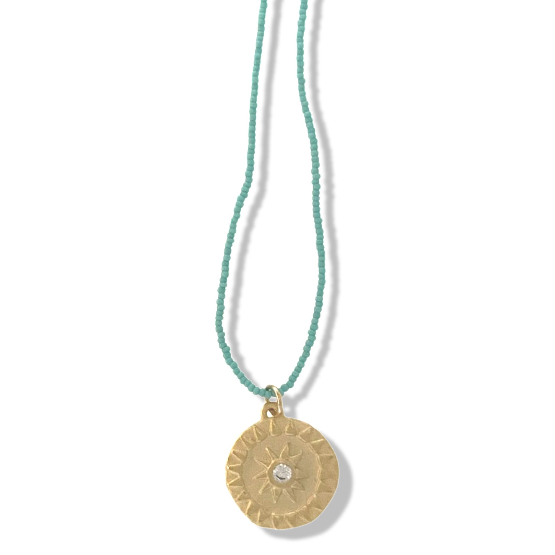 Sol Necklace in Gold on Turquoise Beads | Nalu Nantucket