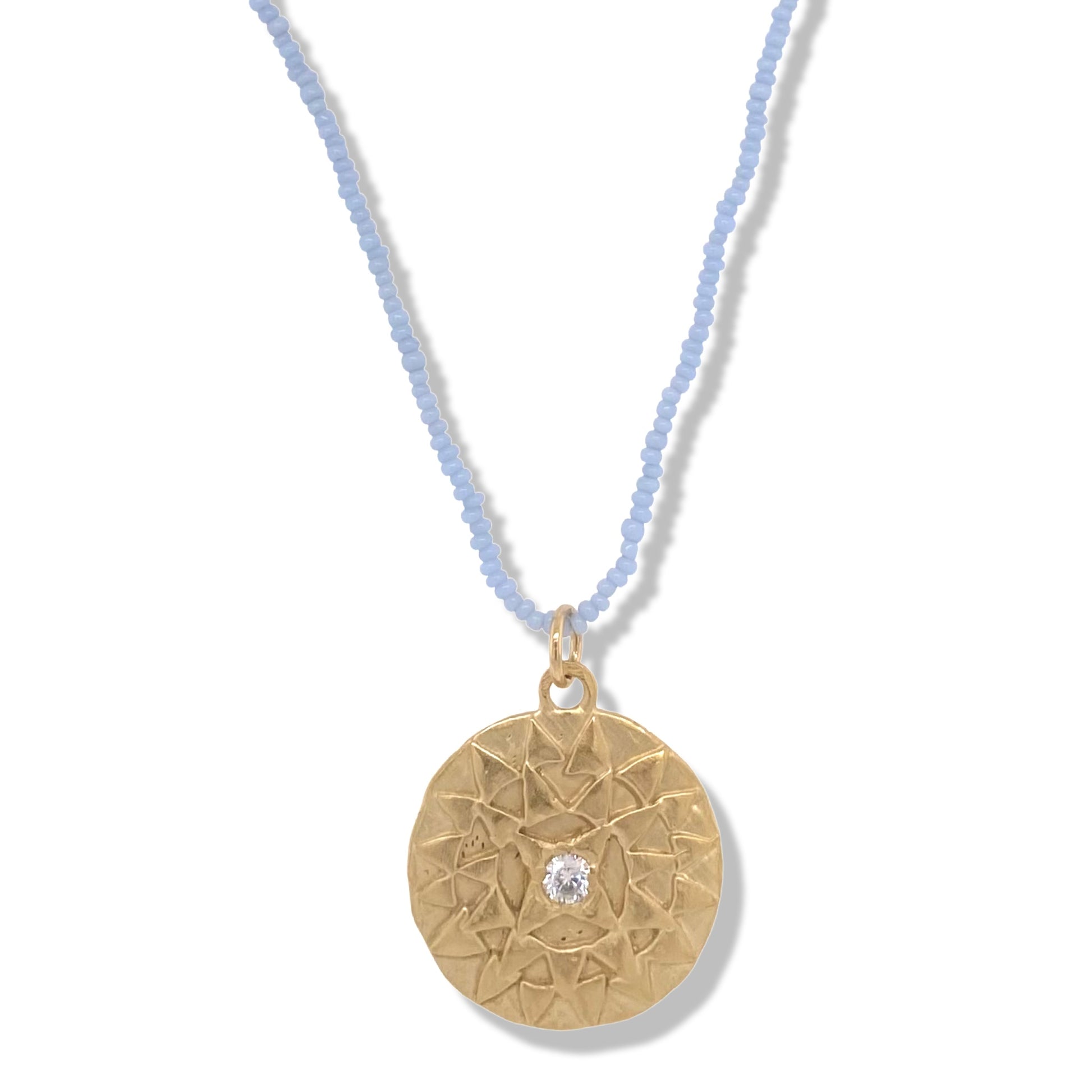 Surya Necklace on Baby Blue Beads | Nalu Nantucket