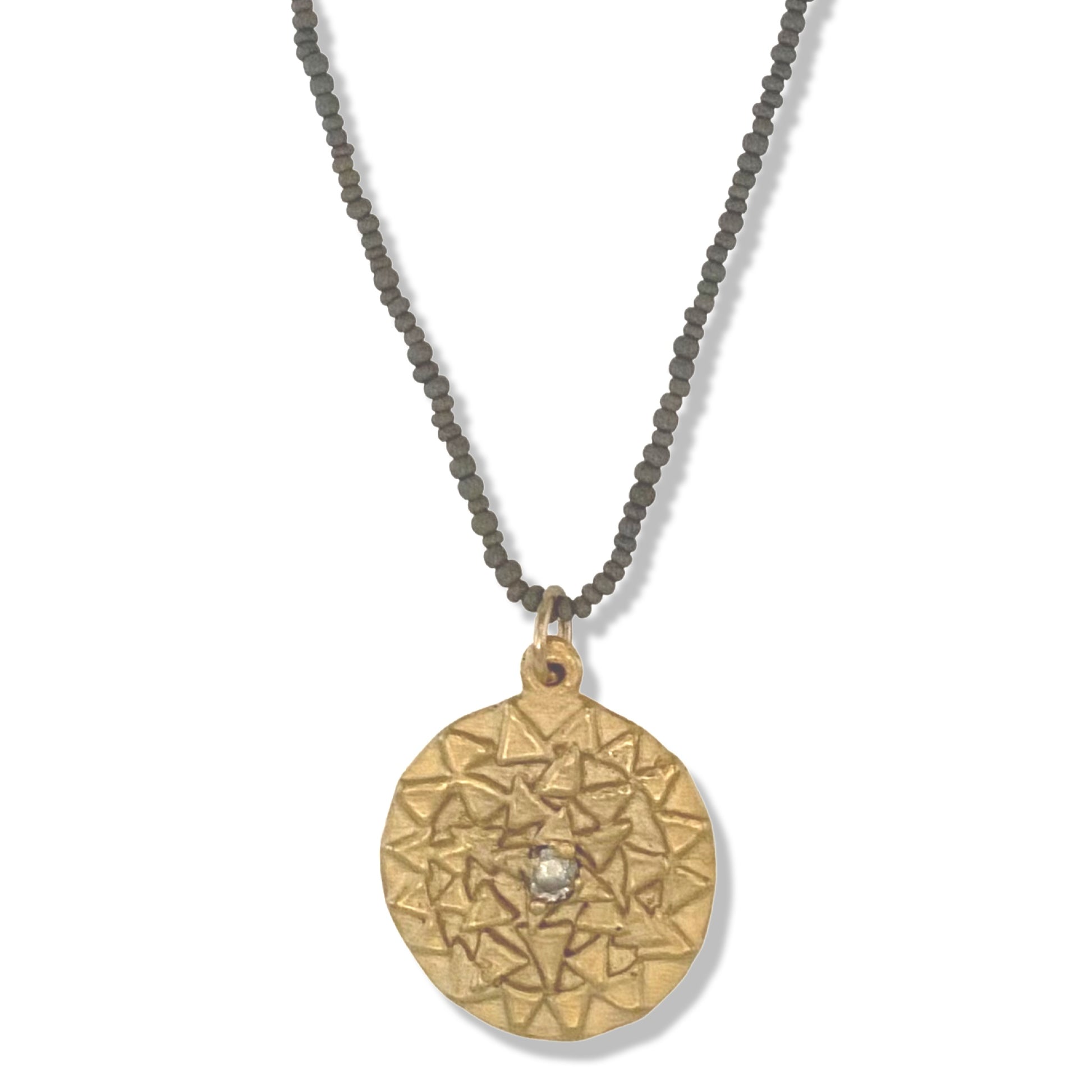 Surya Necklace in  Gold on Charcoal Beads | Nalu |Nantucket
