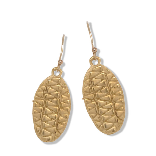 298ERG - Tribal Oval Earrings in Gold