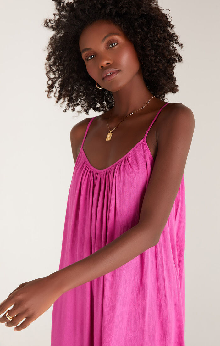 Z Supply Tiana Crinkle Midi Dress in Rose Violet/Nalu Nantucket