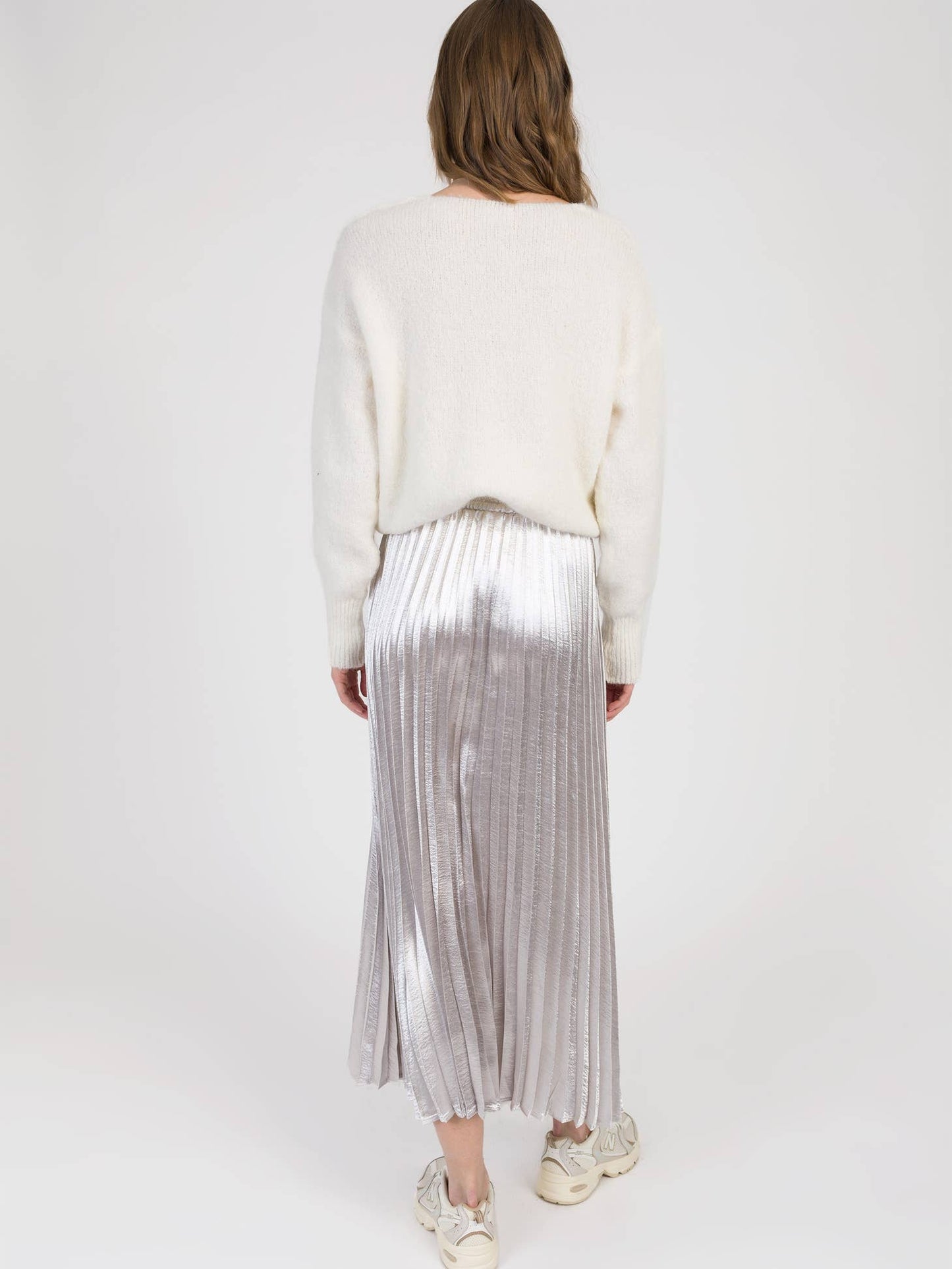 Ange Silver Pleated Skirt