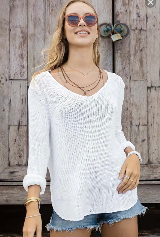 Wooden Ships Cotton Shirt Tail V in White