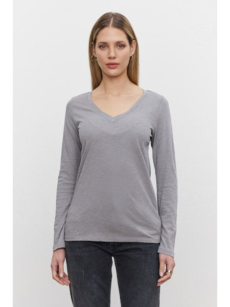 Velvet by Graham & Spencer Blaire V Neck Long Sleeve Tee (3 Colors)