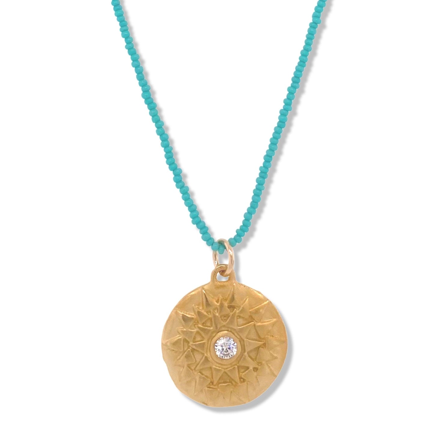 Kha Necklace in Gold on Tiny Turquoise Beads | Nalu | Nantucket