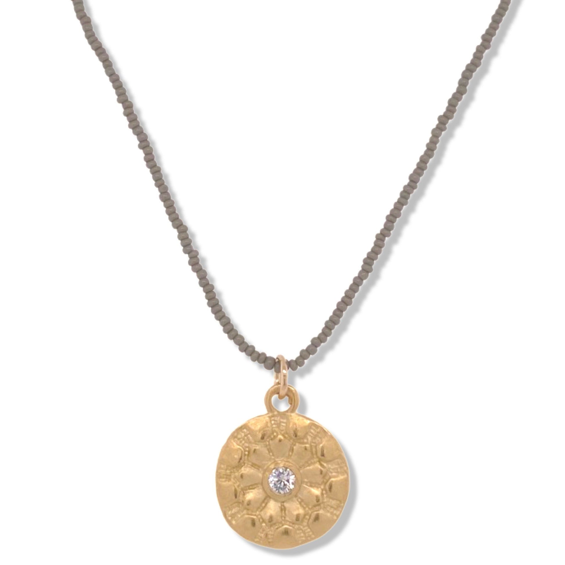 Mara Necklace in Gold on Charcoal Micro Beads | Nalu | Nantucket