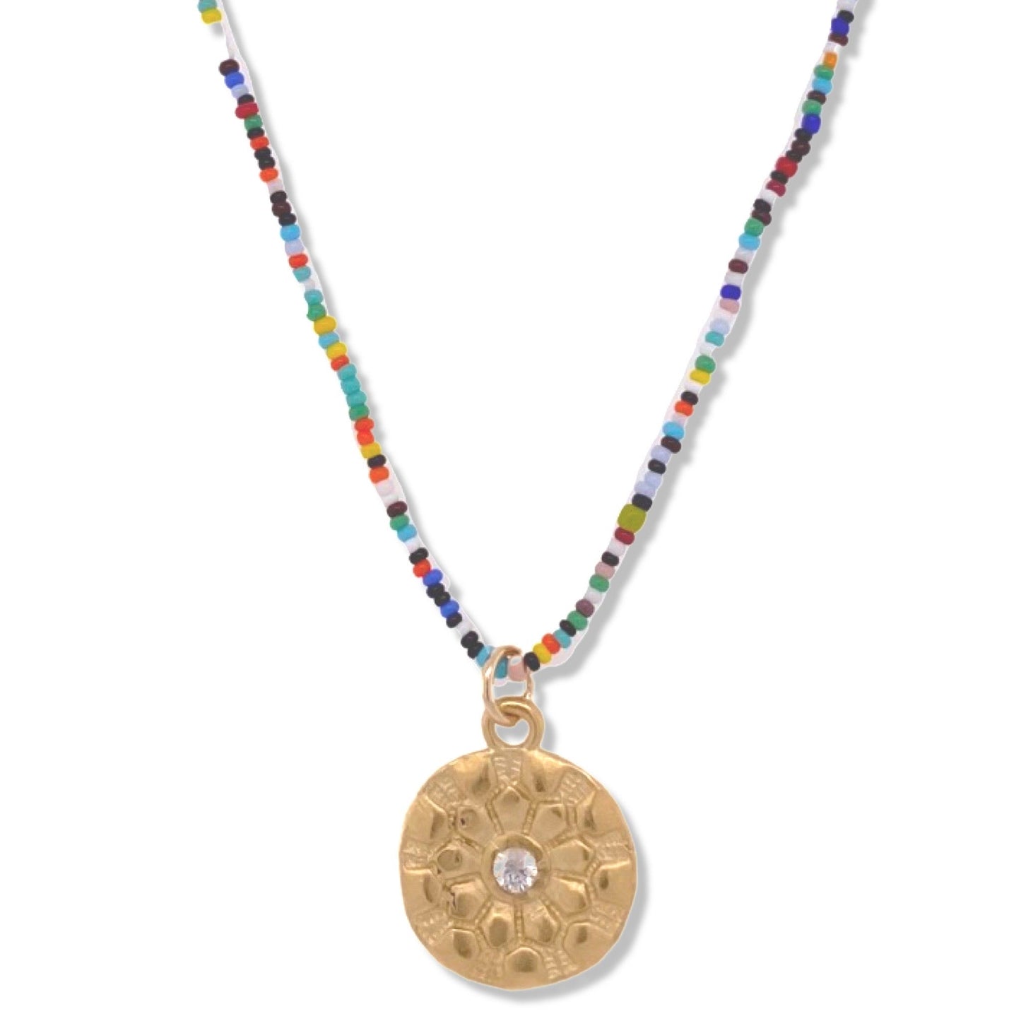 Mara Necklace in Gold on Micro Multi Color Beads | Nalu | Nantucket