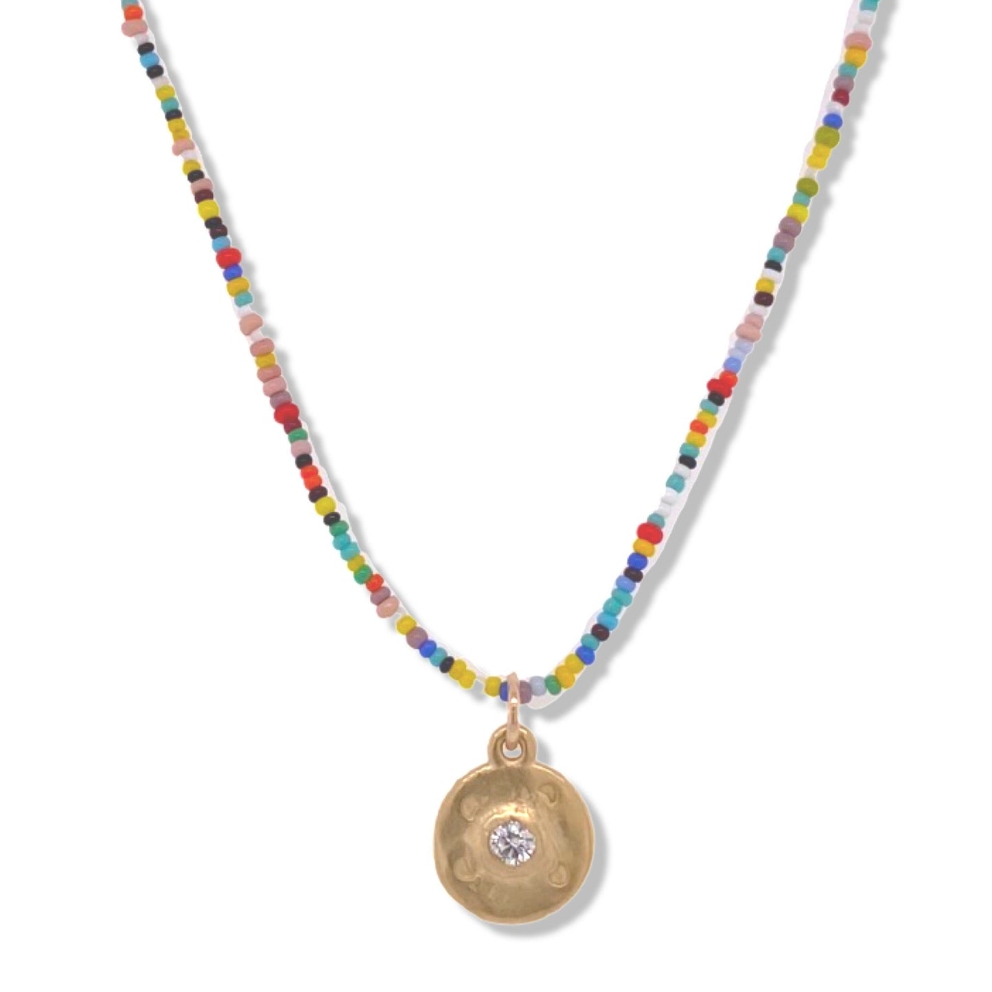 Mini Sparkle Necklace in Gold on Multi Color Beads | Nalu | Nantucket