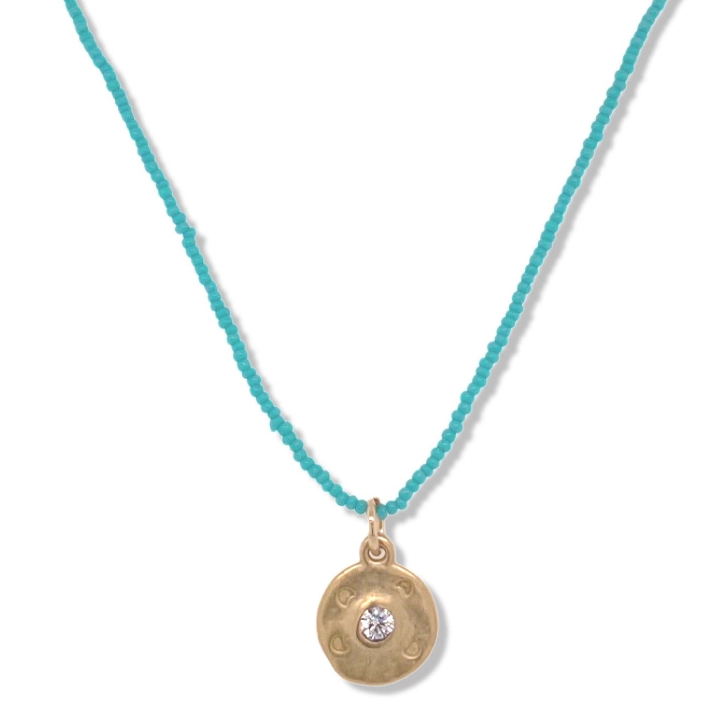 Mini Sparkle Necklace in Gold on Turquoise Beads | Nalu | Nantucket