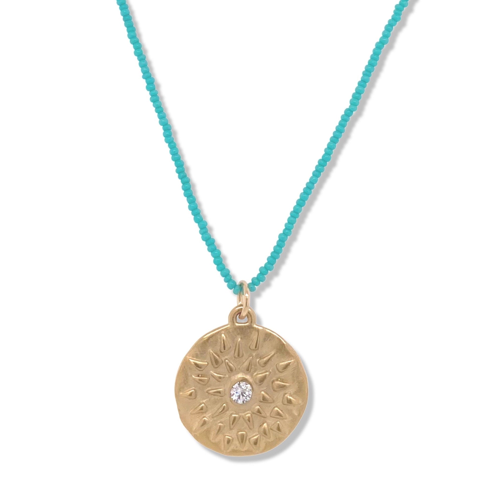 Mira Necklace in Gold on Turquoise Tiny Beads | Nalu | Nantucket