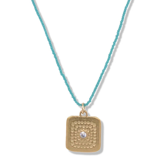 Riu Necklace in Gold on Tiny Turquoise Beads|Nalu|Nantucket