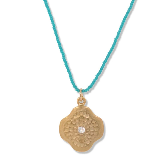 Rocco Necklace in Gold on tiny Turquoise Beads | Nalu | Nantucket