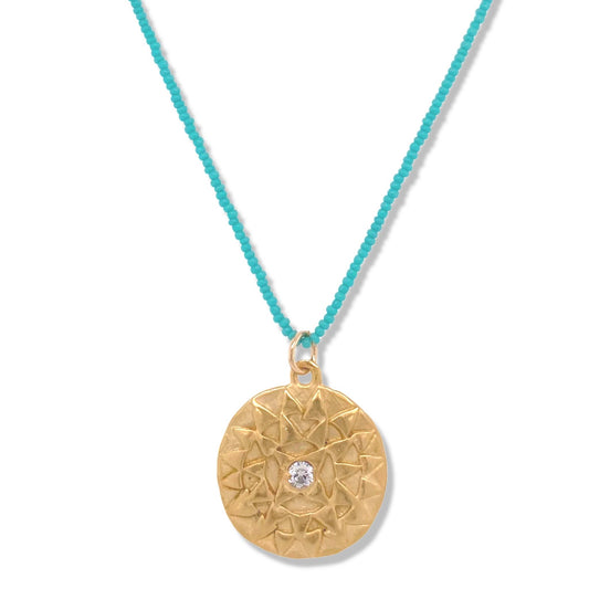 Surya Necklace in Gold on Tiny Turquoise Beads | Nalu | Nantucket